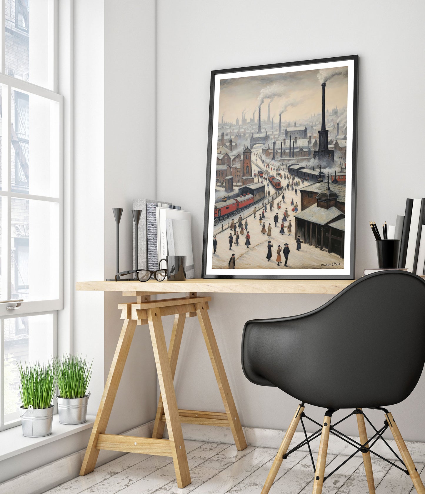 Kohlebetriebene Stadtsilhouette