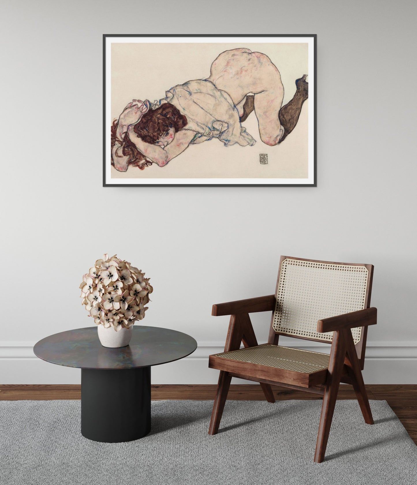 Kneeling Girl Resting on Both Elbows