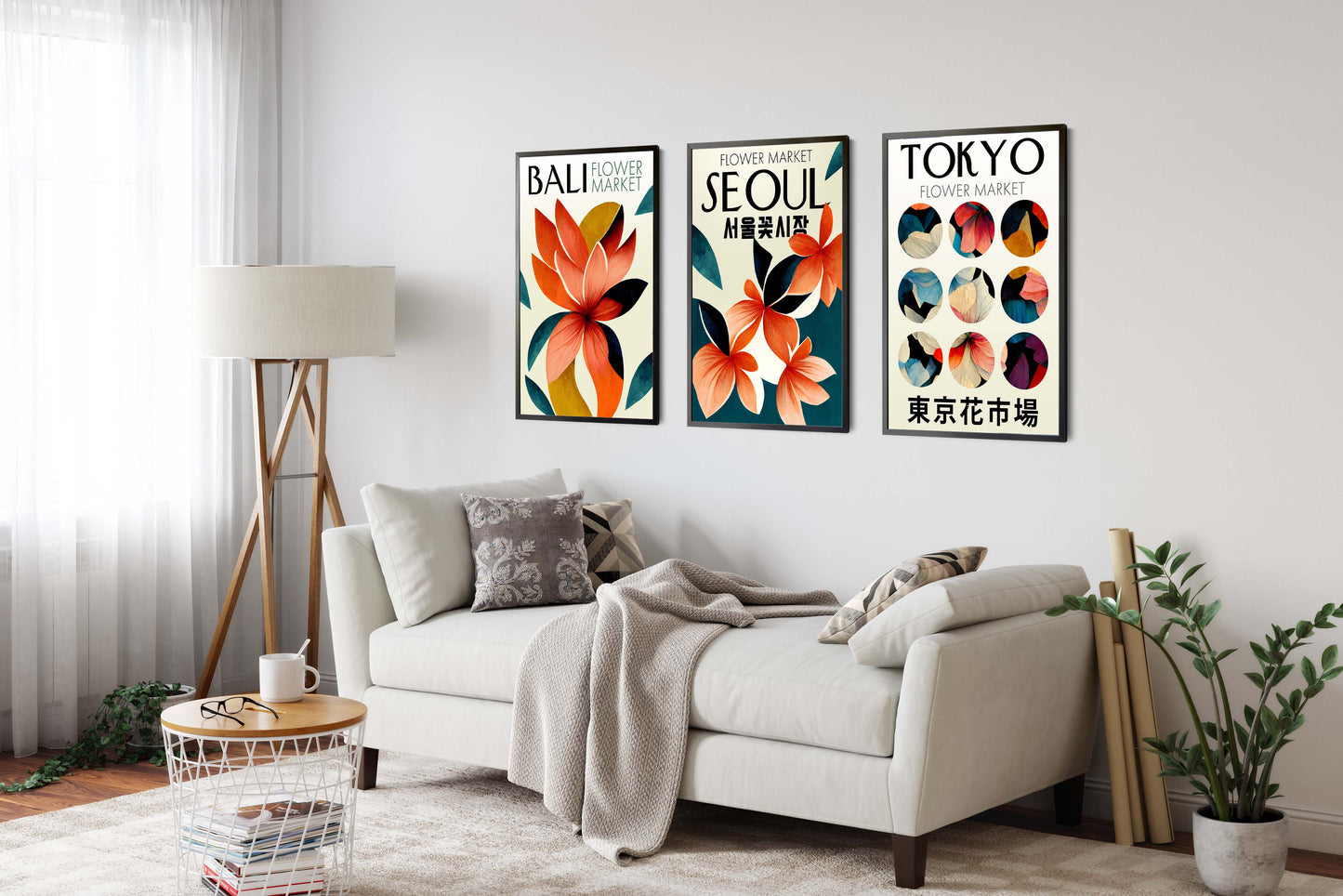 Asien Blommarknad - Set om 3