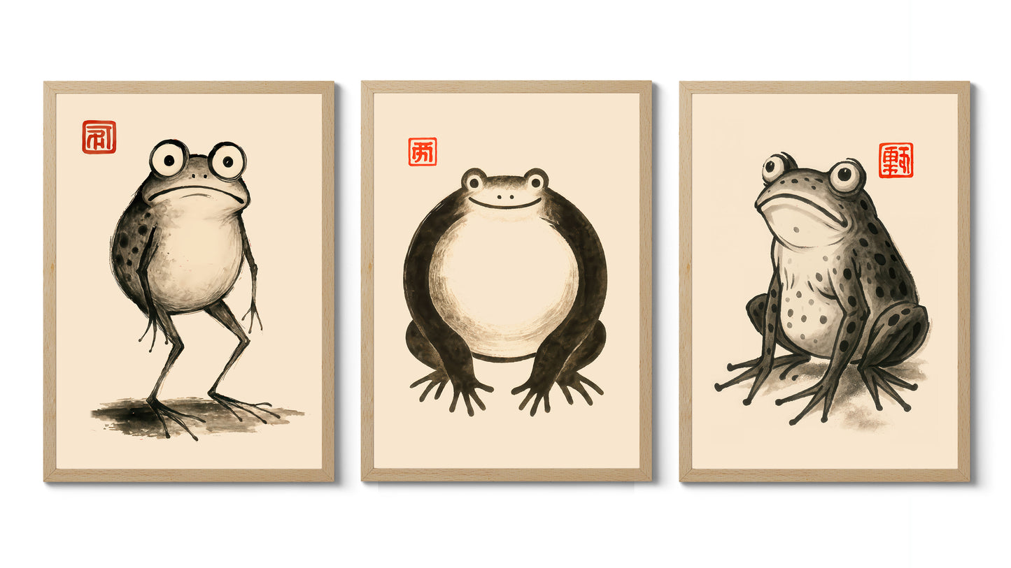 Hoji-stijl kikkers triple