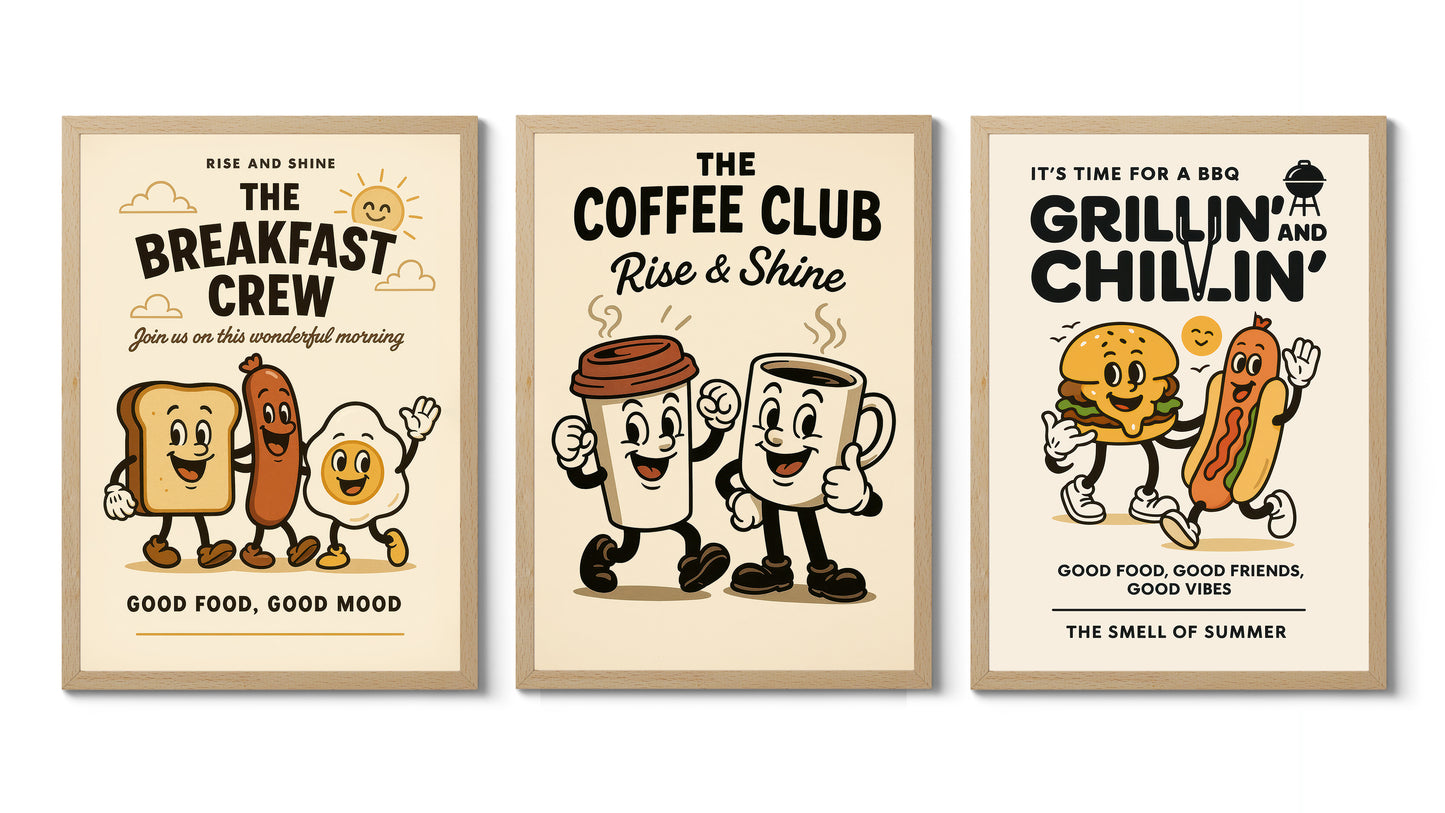 Frühstücks-Maskottchen-Trio