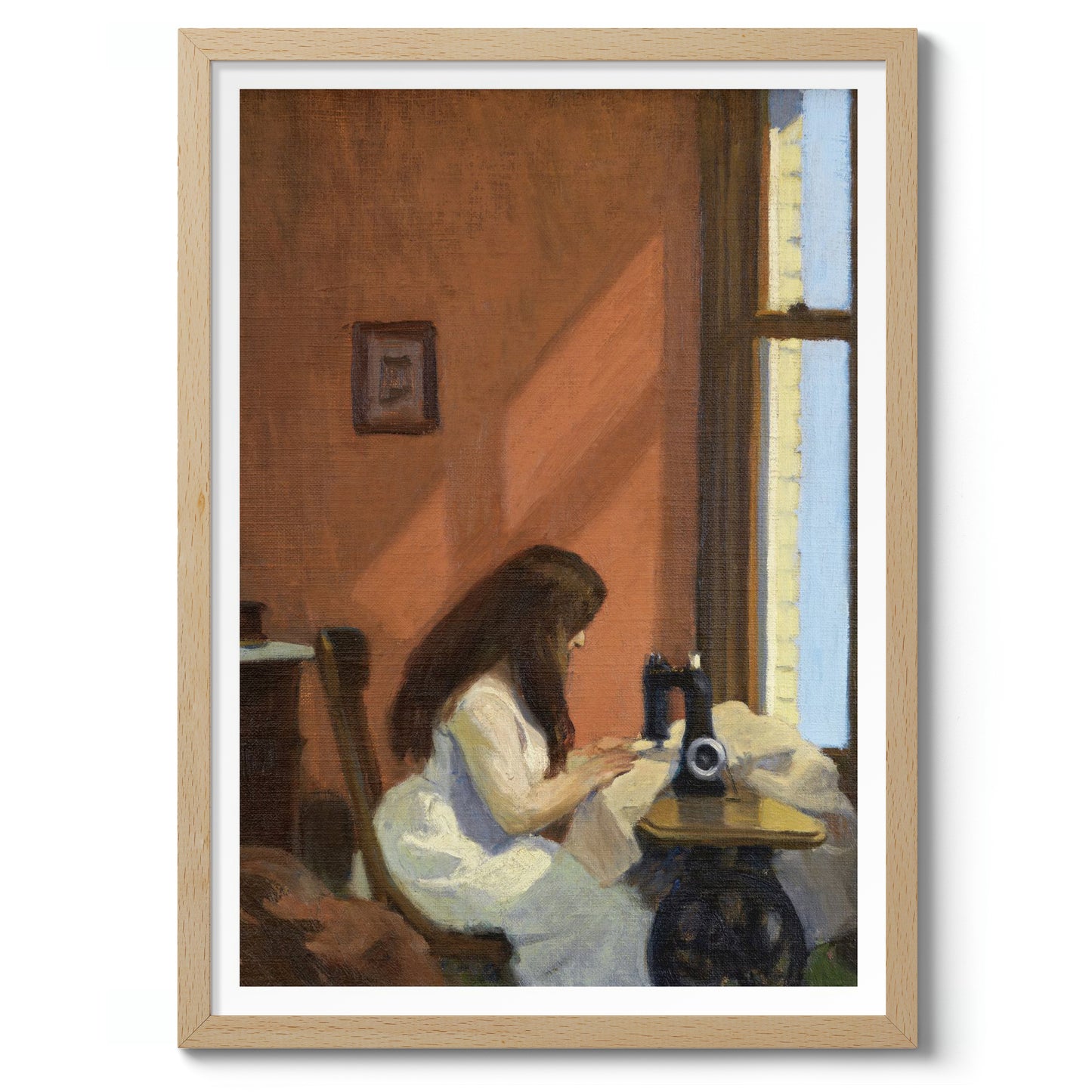 Meisje bij een naaimachine