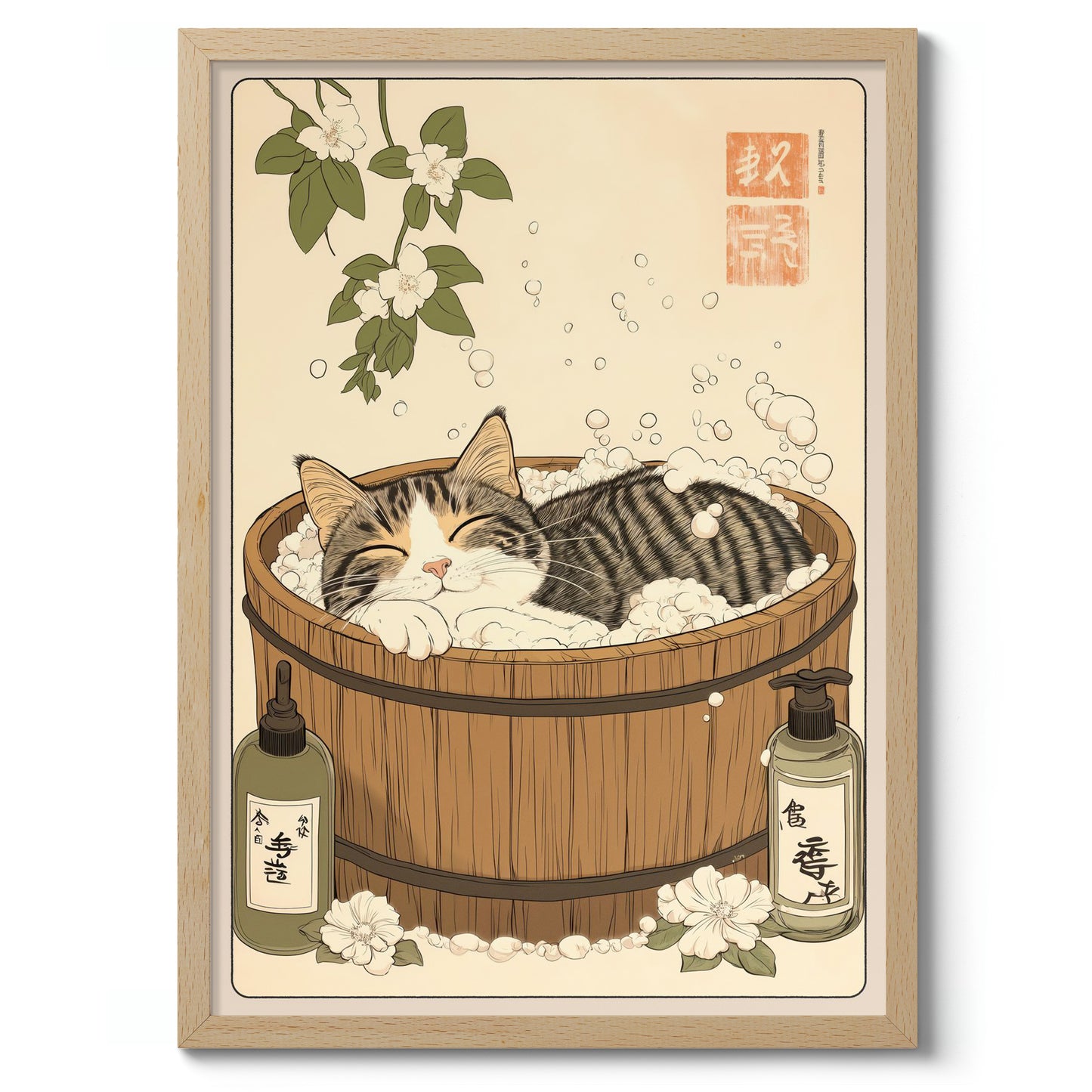 Slapende kat in badkuip