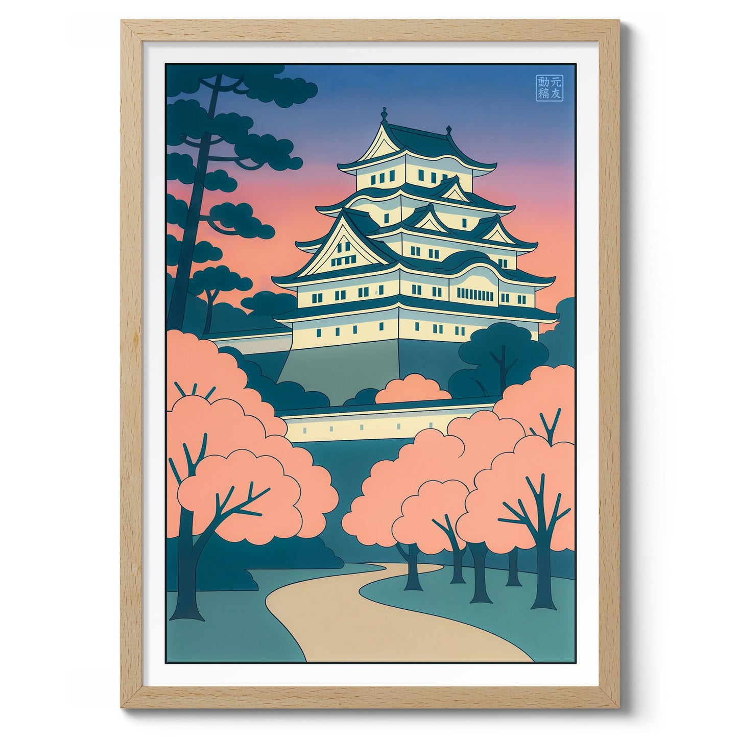 Osaka-kasteel bij zonsondergang