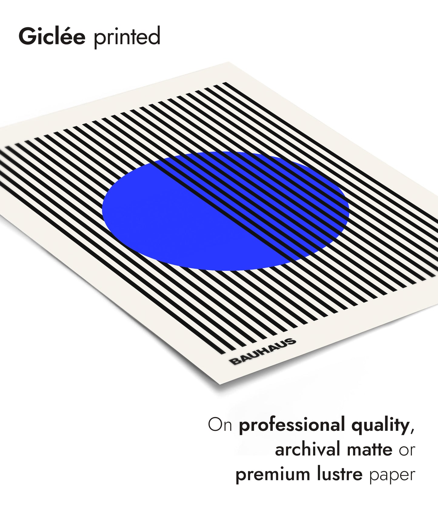Cercle + Rayures, Bleu sur Blanc