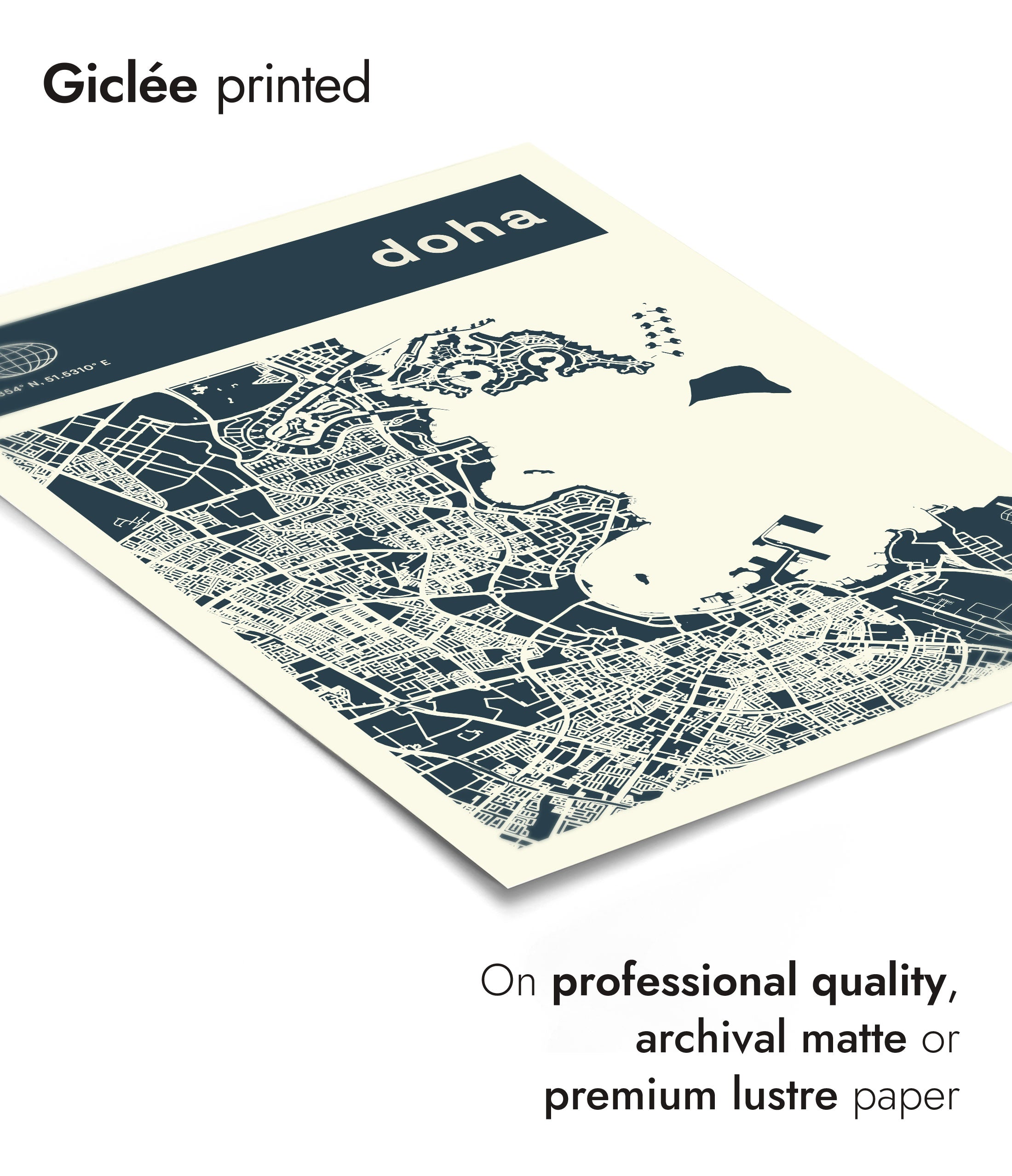 Doha - City Map | Travel | Framed Prints & Posters – Animato