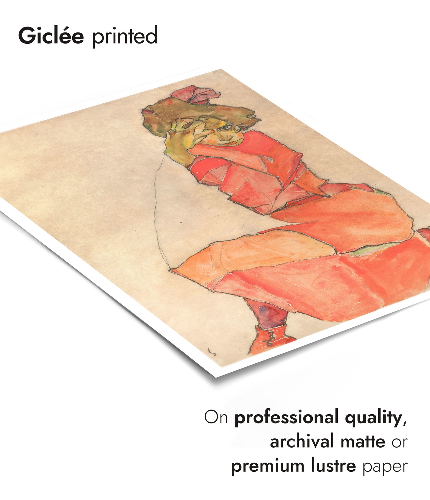 Kneeling Female in Orange-Red Dress