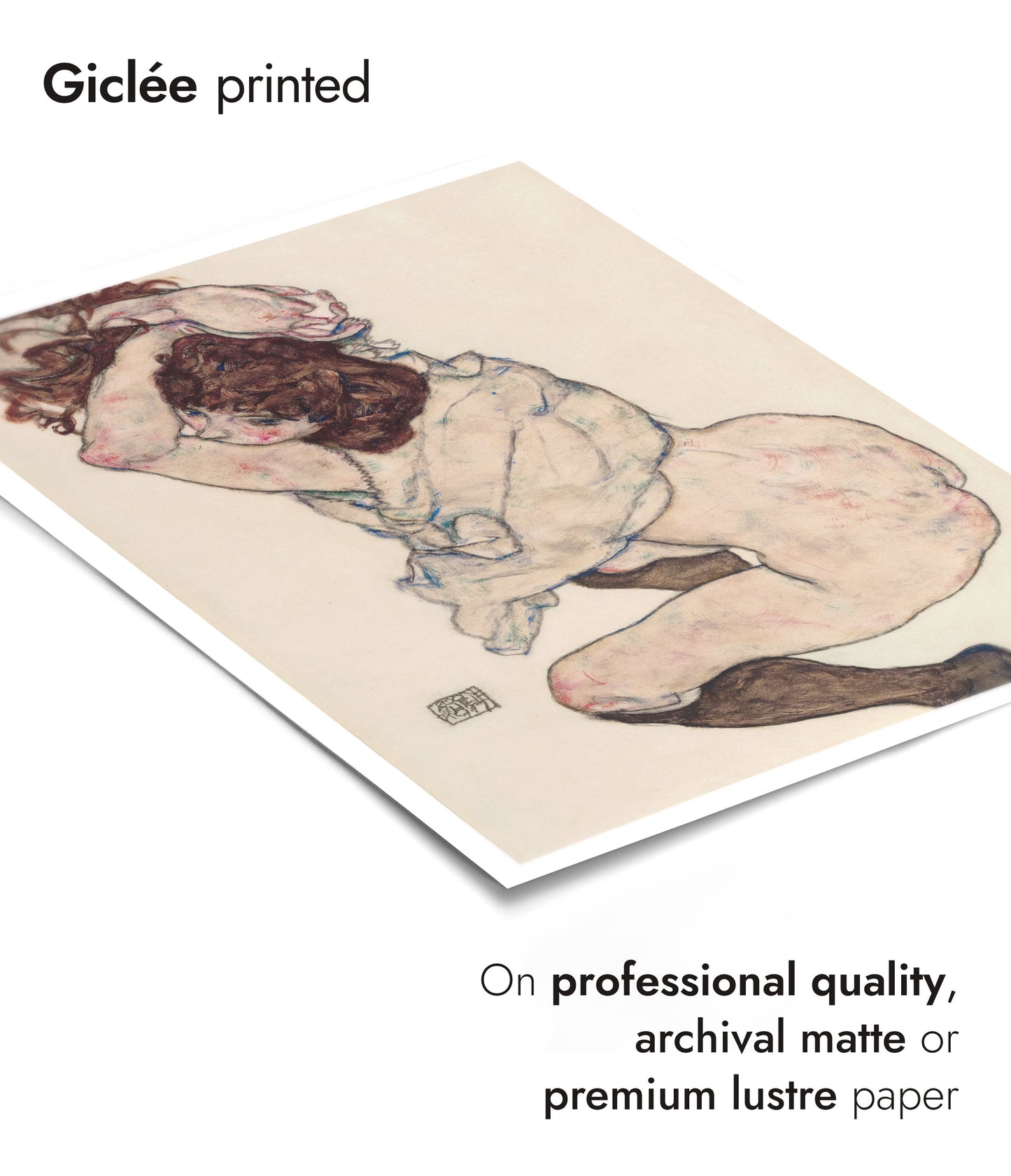 Kneeling Girl Resting on Both Elbows