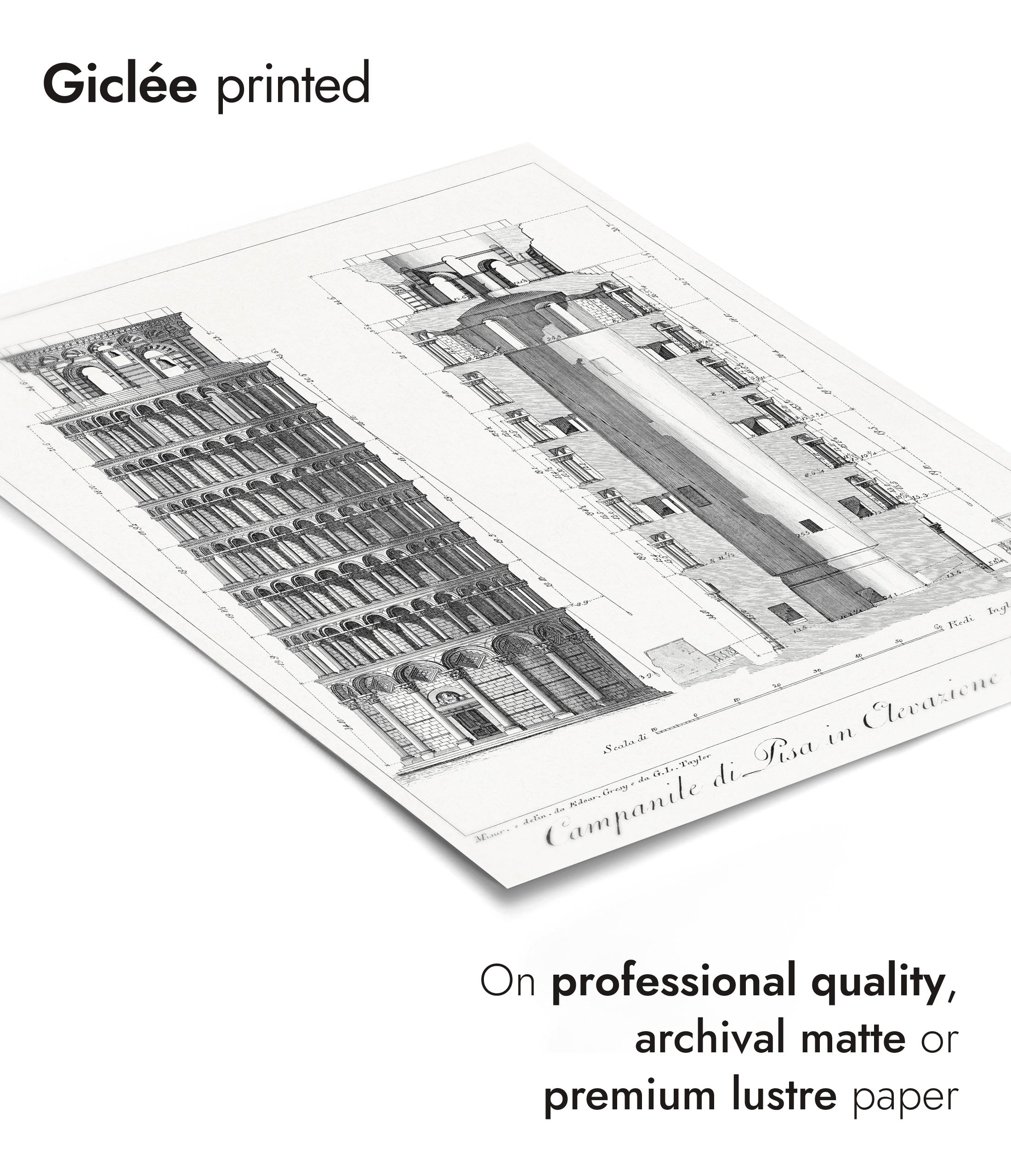 Leaning Tower of Pisa, Italy Vintage, Travel Framed Prints & Posters Animato