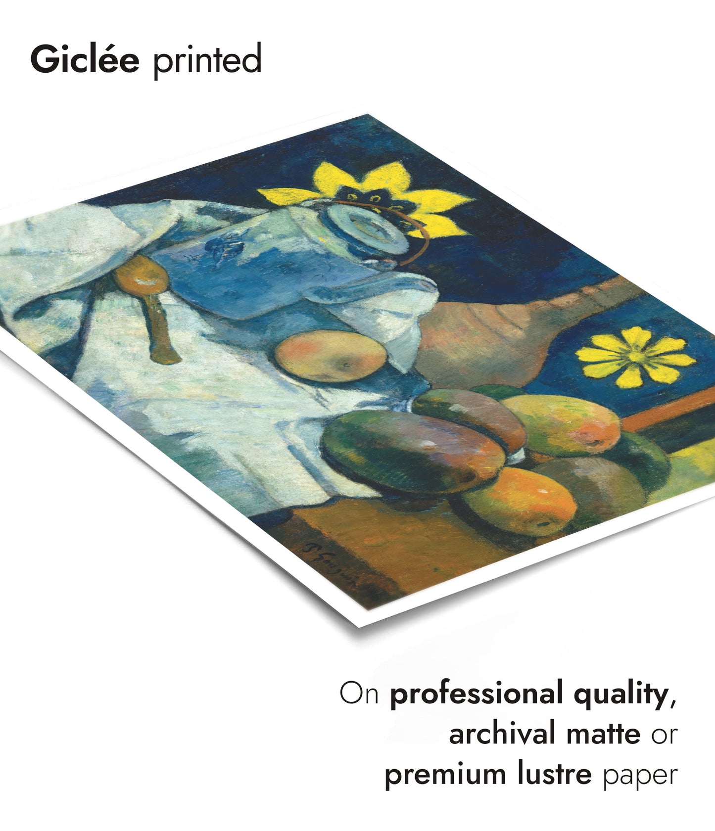 Stilleben med tekanna och frukt