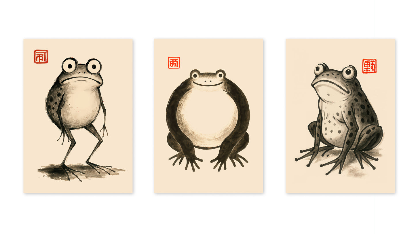 Hoji-stijl kikkers triple