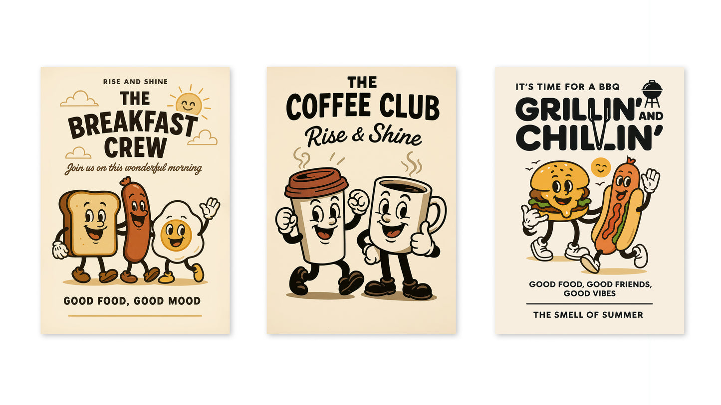 Frühstücks-Maskottchen-Trio