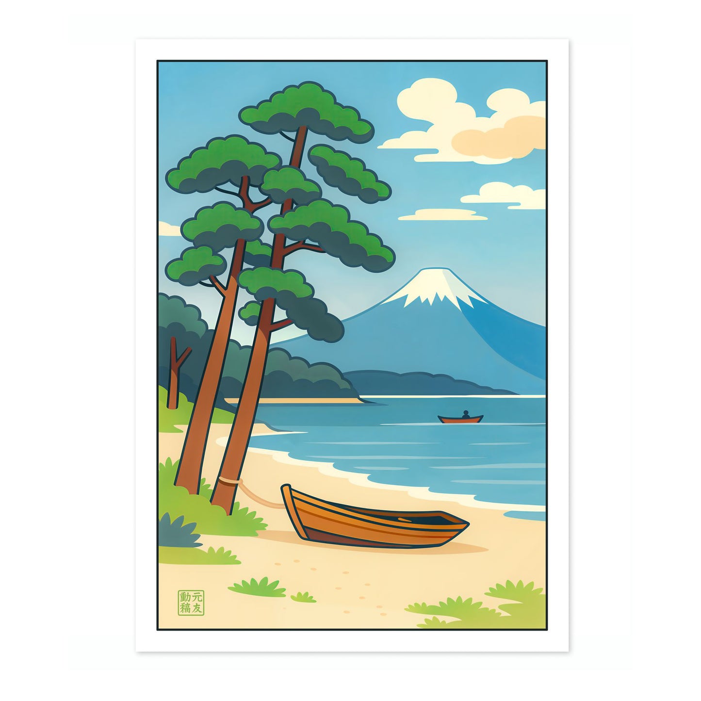 Visboten bij de berg Fuji