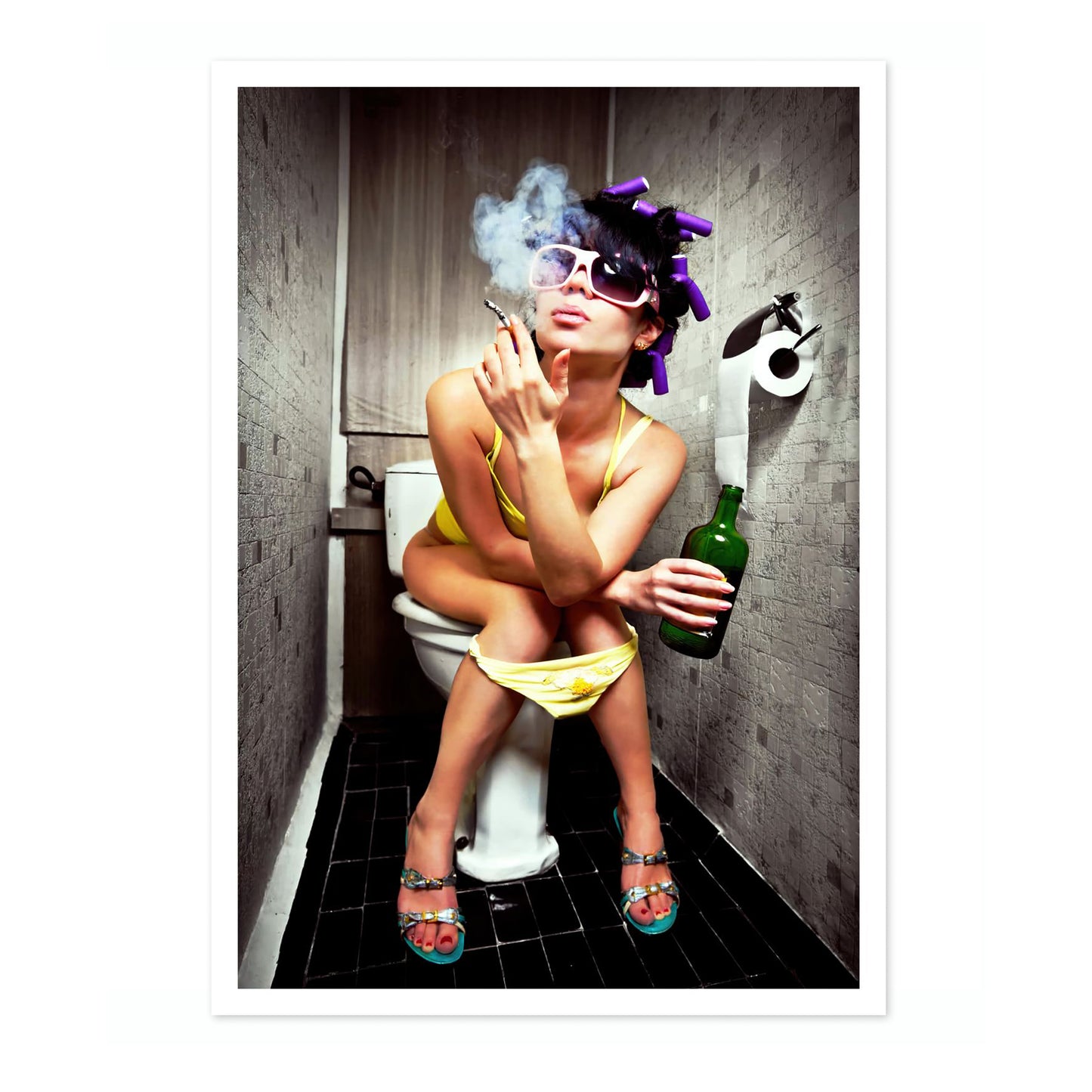 Girl Smoking on Toilet