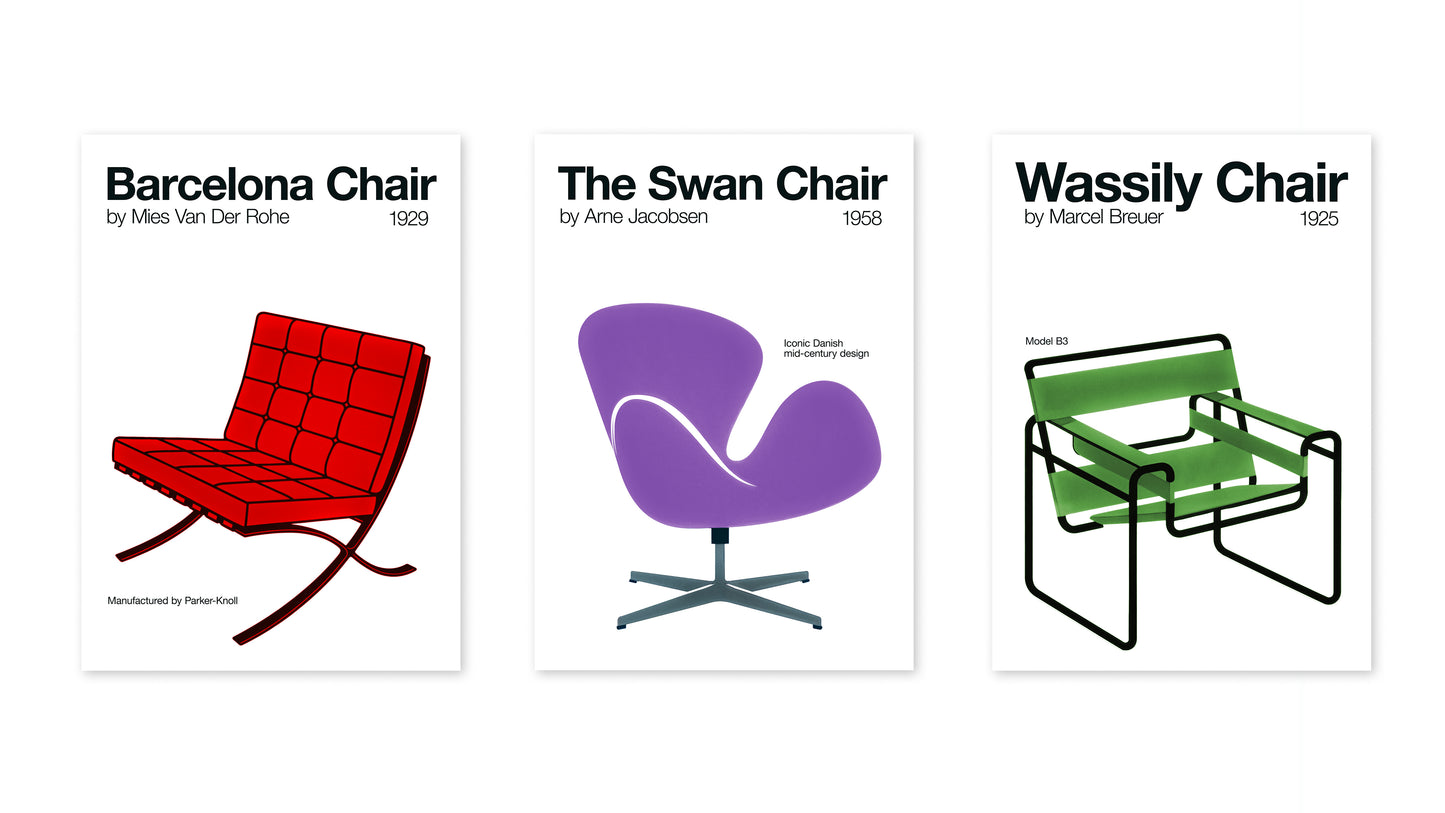 Trio de chaises du milieu du siècle