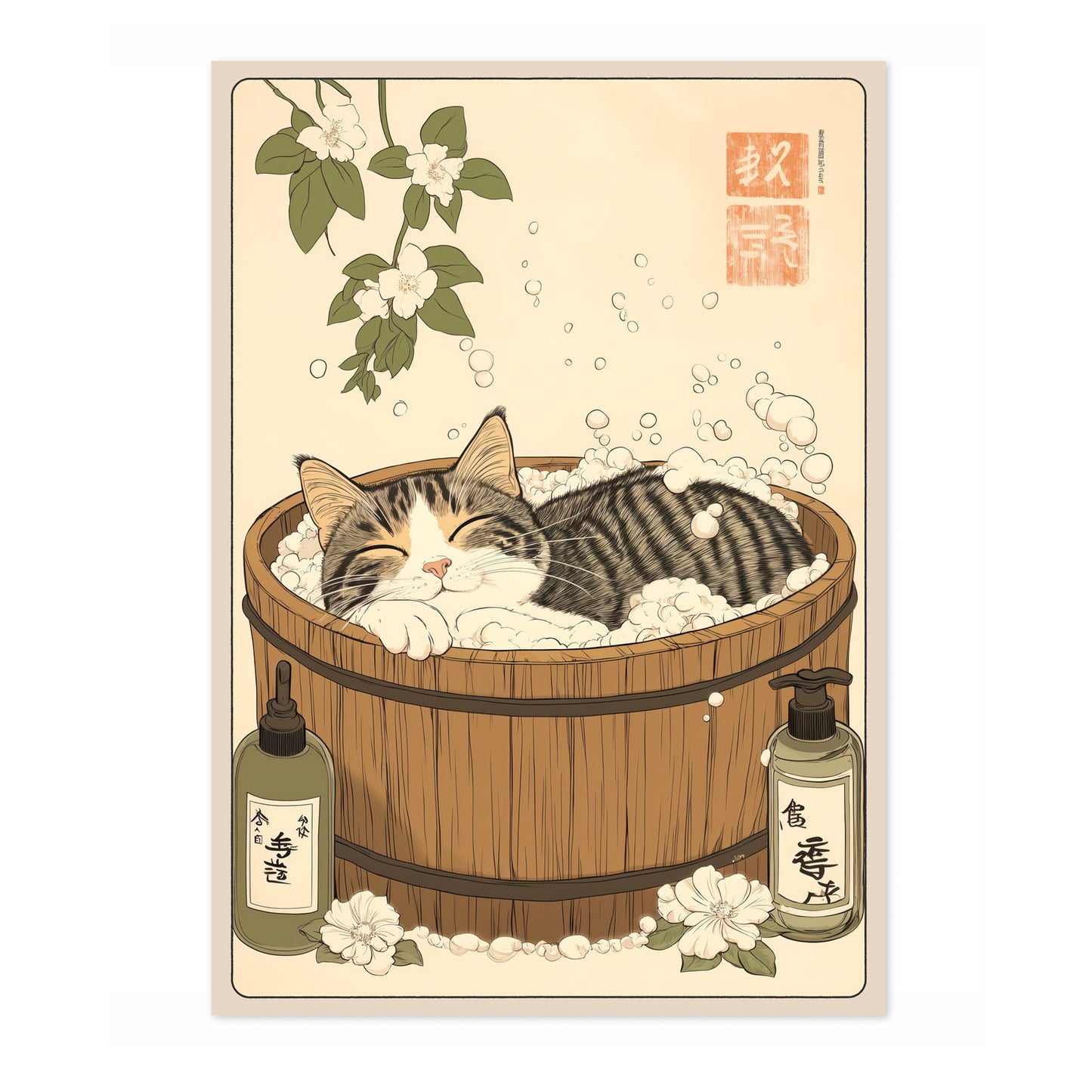 Slapende kat in badkuip