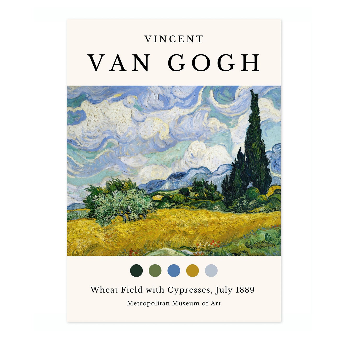 Wheat Field With Cypresses