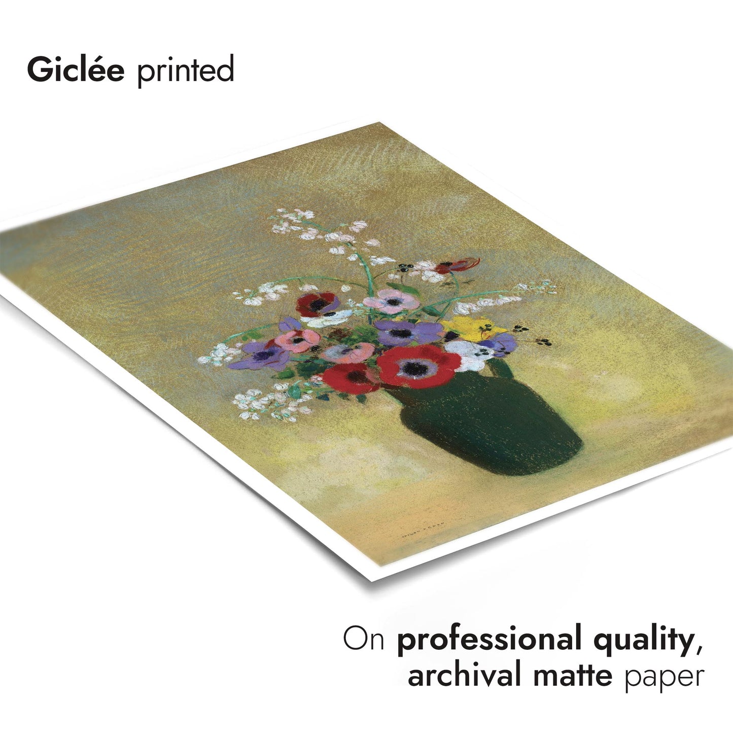 Large Green Vase with Mixed Flowers