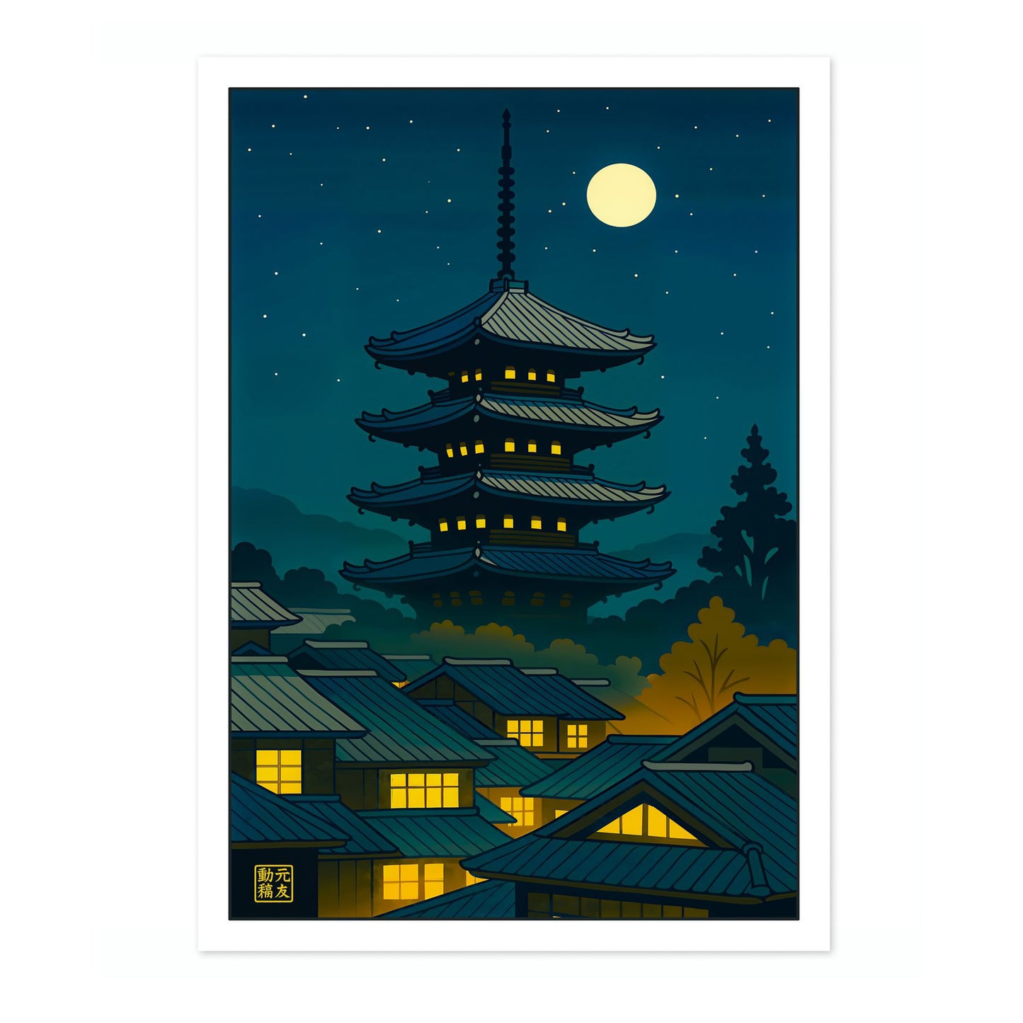 Pagoda by Moonlight