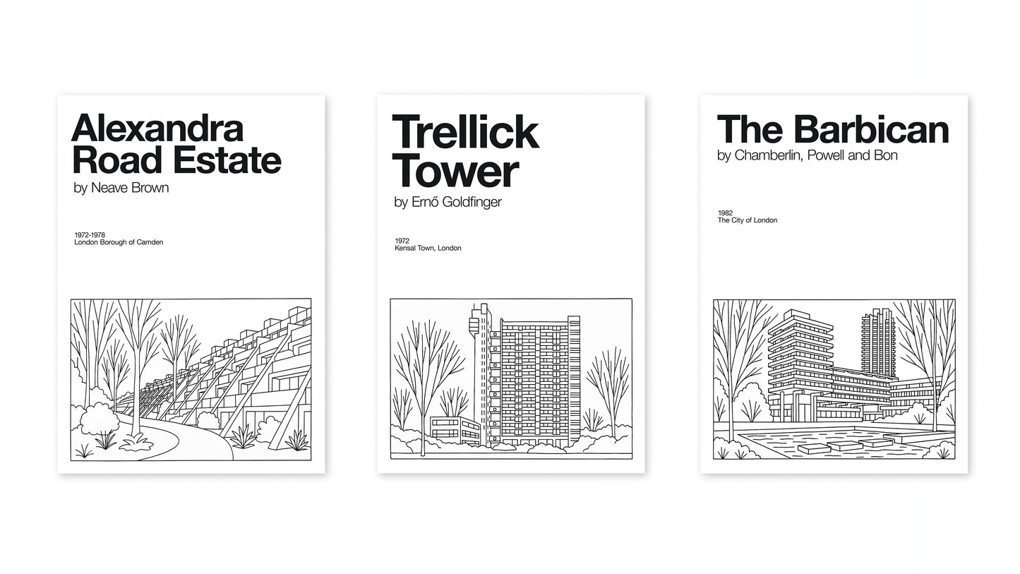 Lijntekeningen Architectuur Trio