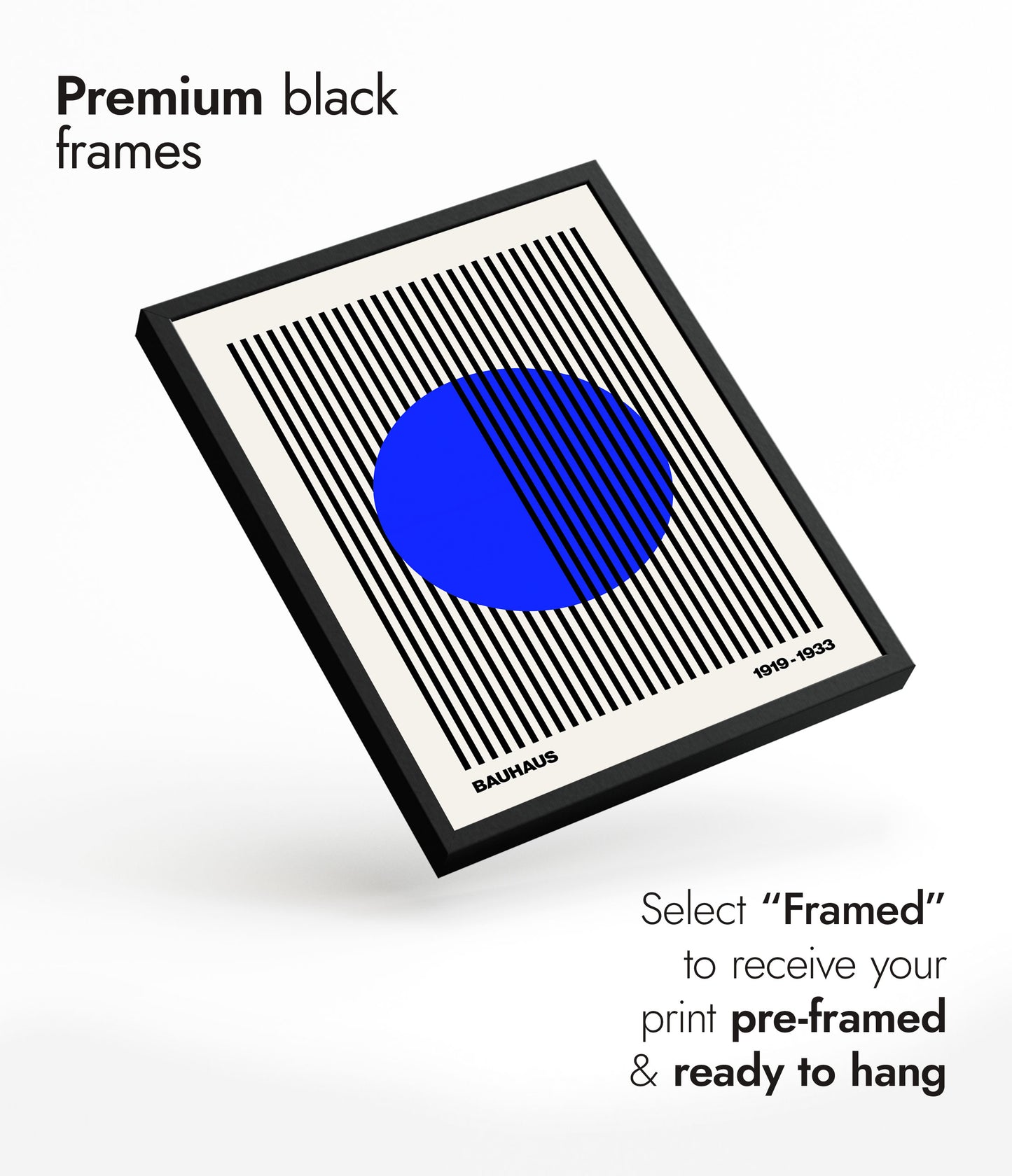 Cercle + Rayures, Bleu sur Blanc