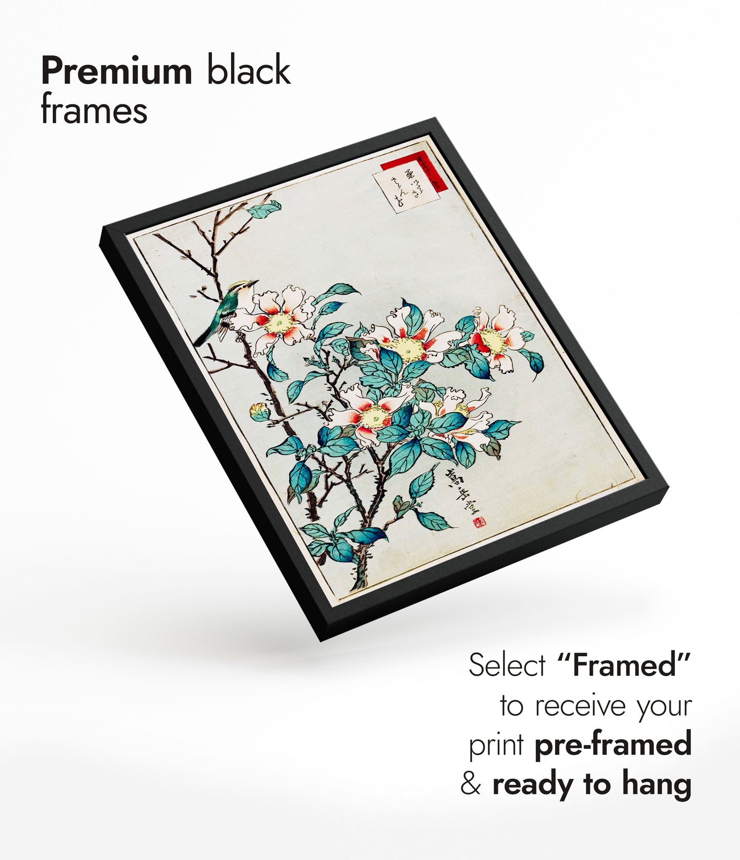 Blue Bird and Pink Flowers