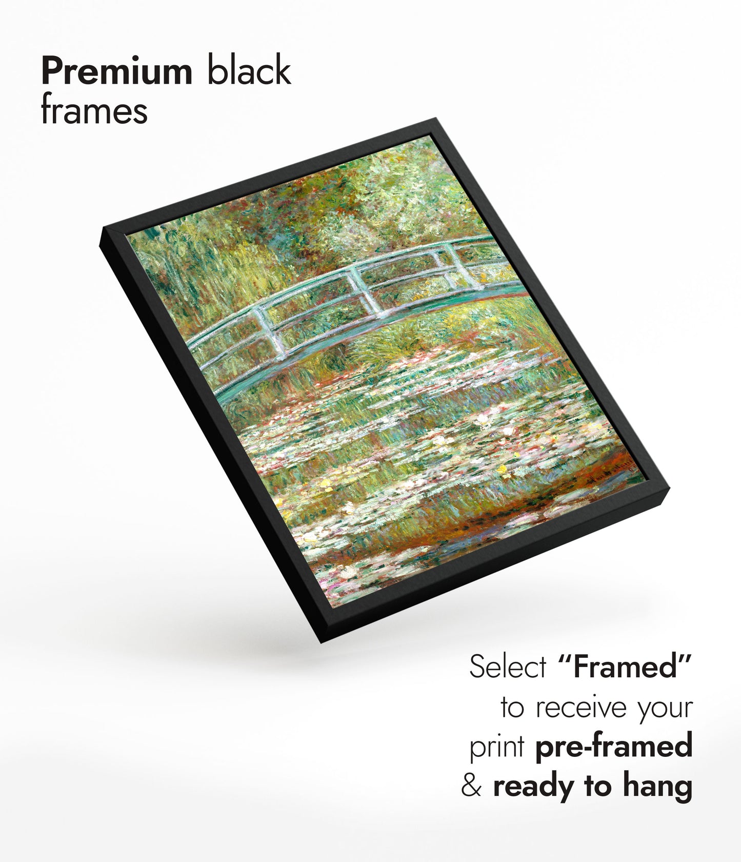 Brug over een vijver met waterlelies