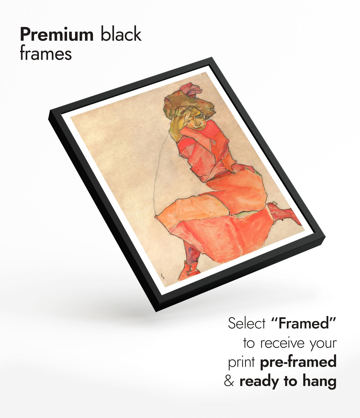 Kneeling Female in Orange-Red Dress