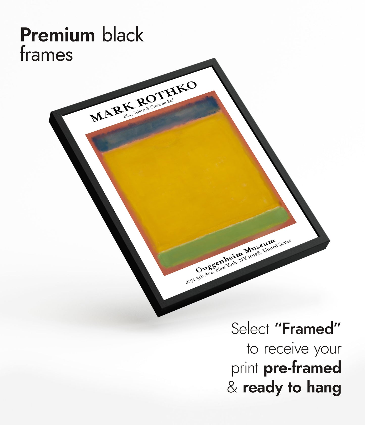 Blå, gul och grön på rött