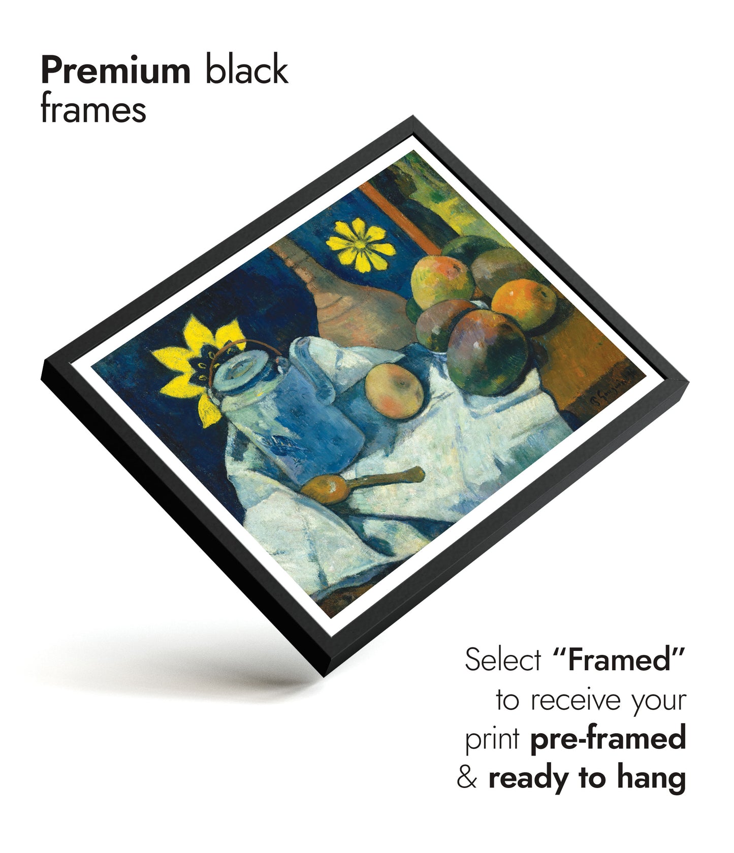 Stilleben med tekanna och frukt