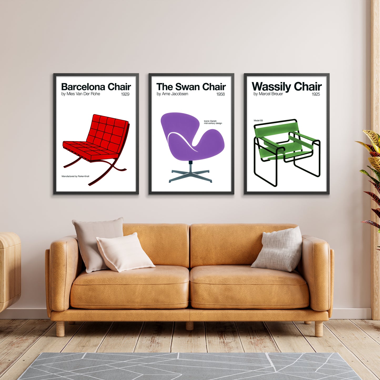 Trio de chaises du milieu du siècle