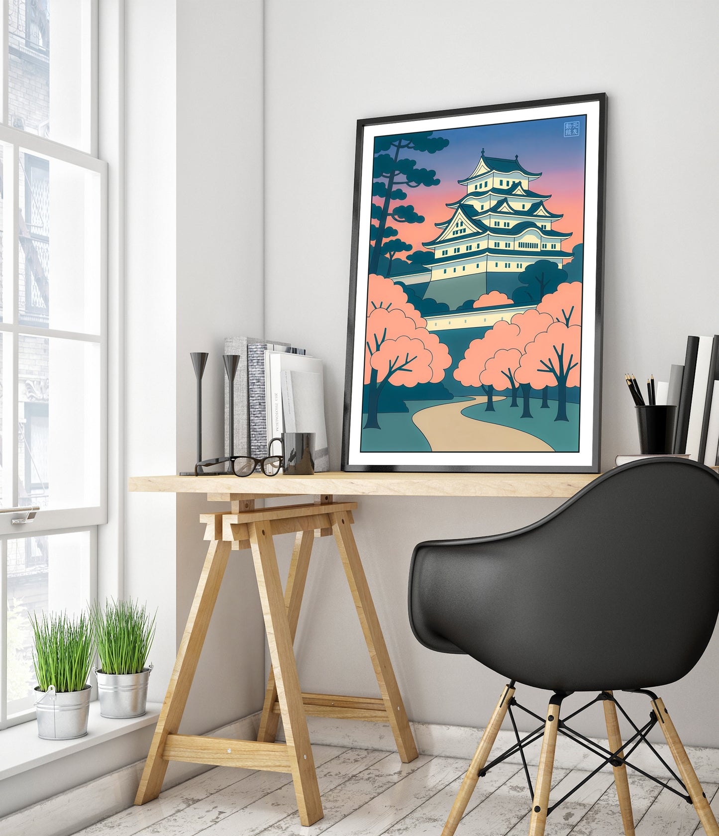 Osaka-kasteel bij zonsondergang