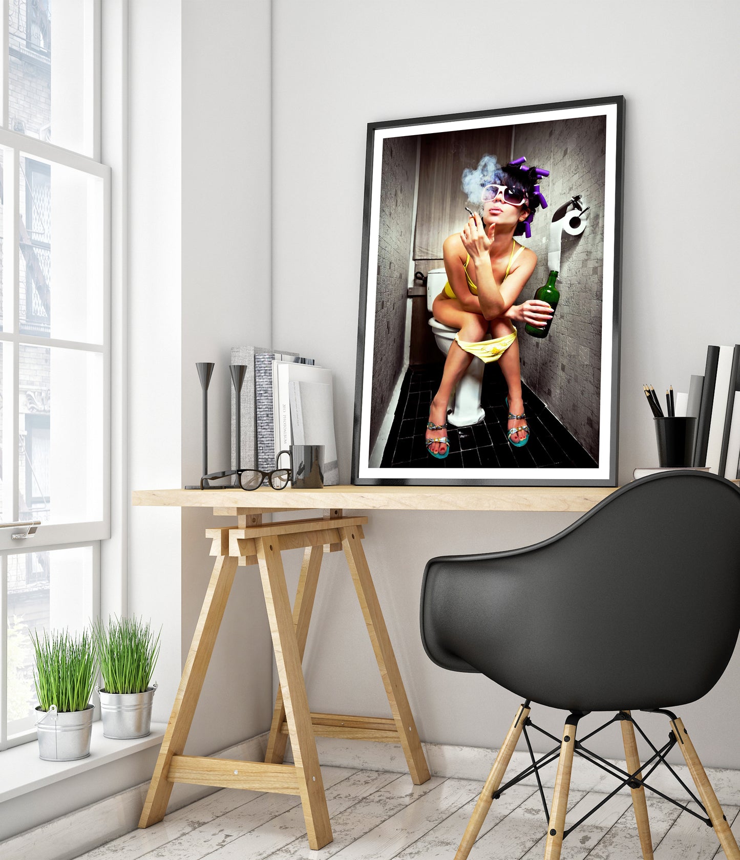 Girl Smoking on Toilet