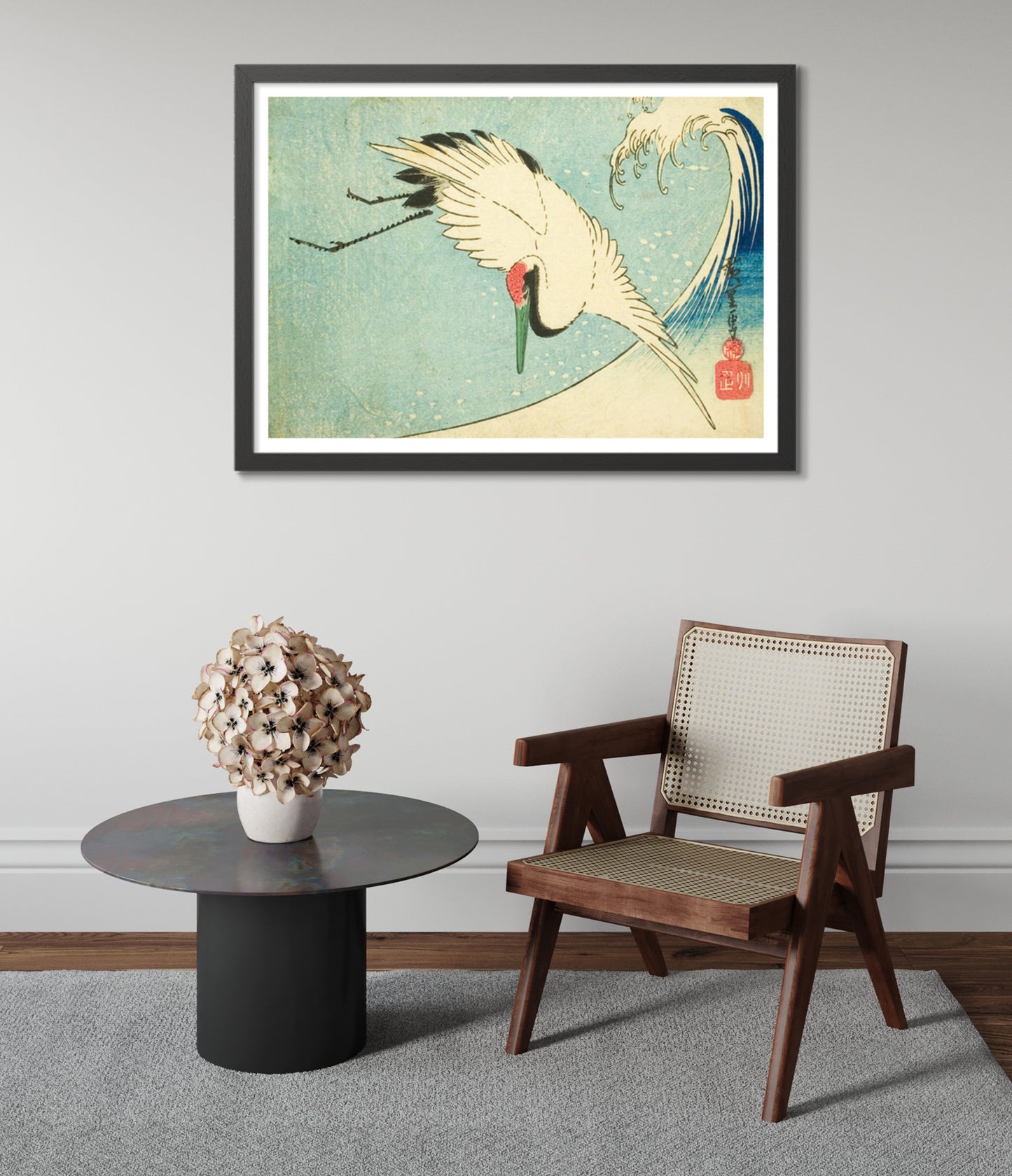 Crane Lying Over Wave