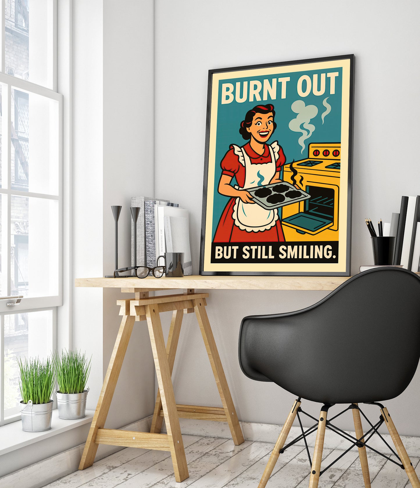 Opgebrand, maar nog steeds glimlachend