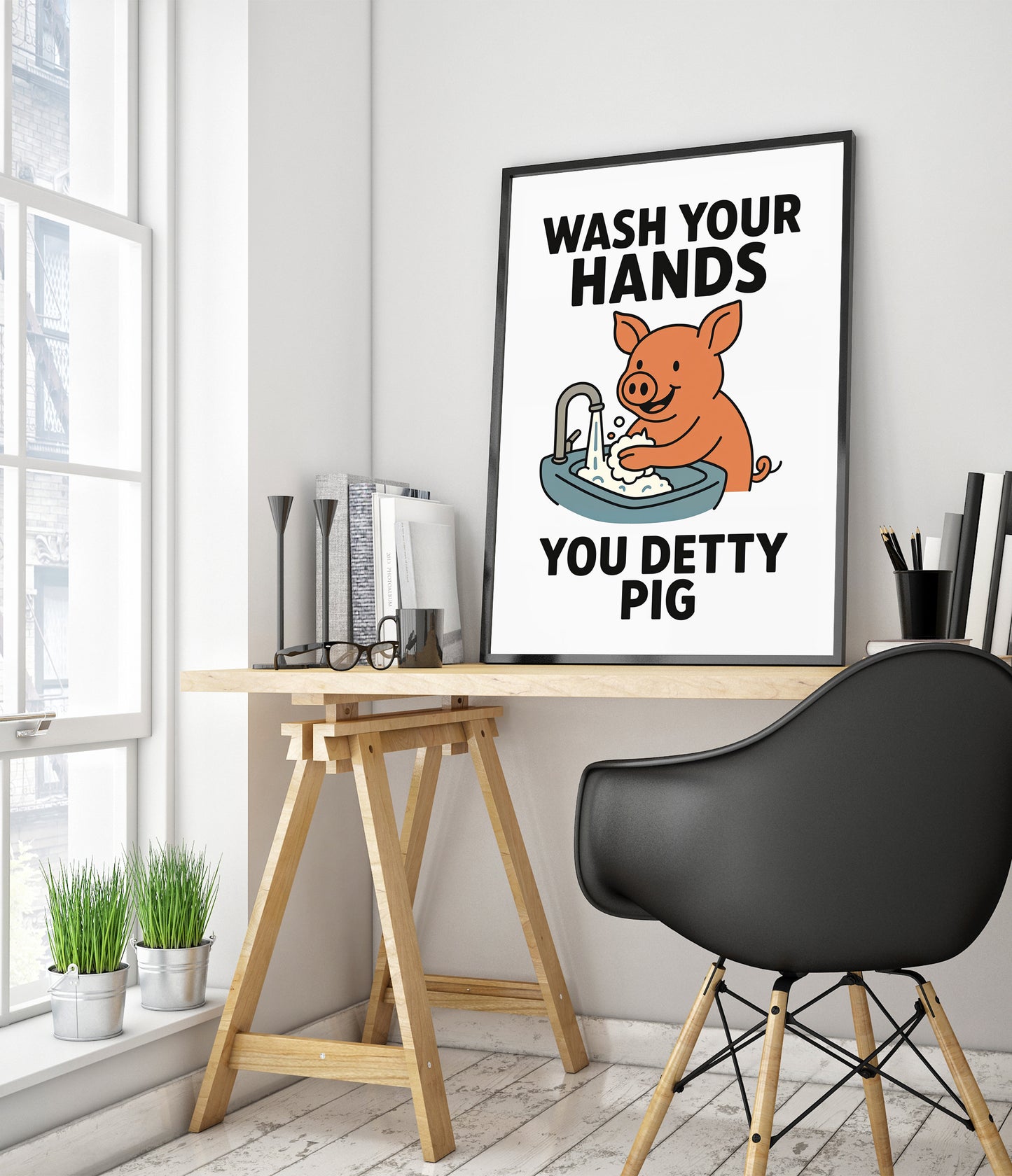 Wasch deine Hände, du schmutziges Schwein