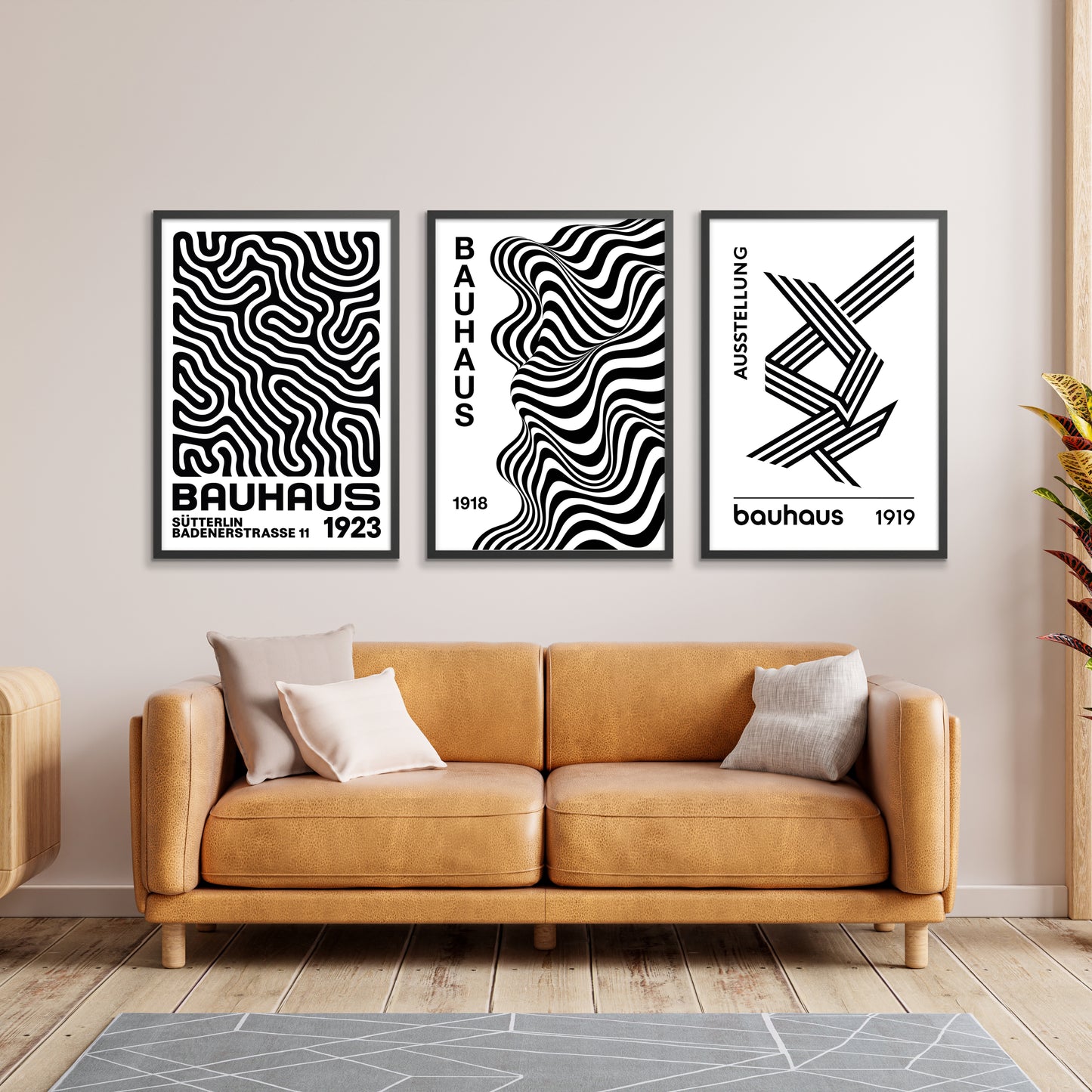 Lignes Bauhaus en noir et blanc