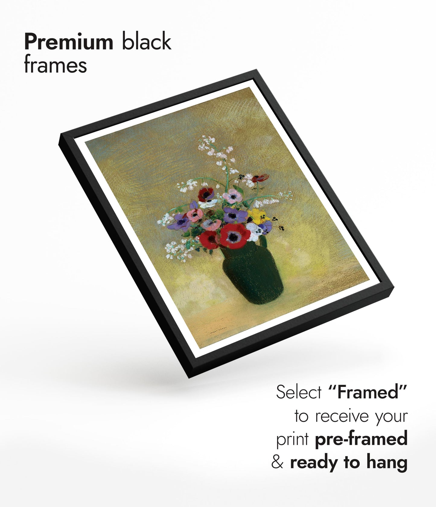 Large Green Vase with Mixed Flowers