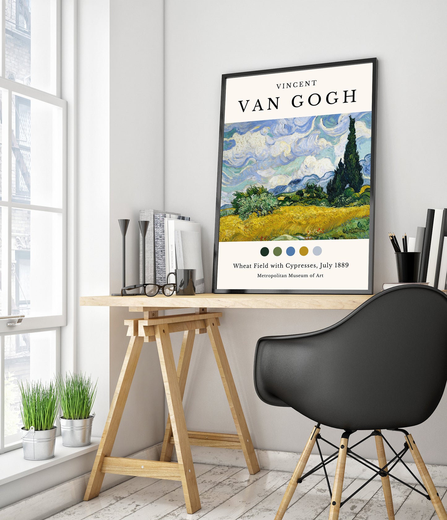 Wheat Field With Cypresses