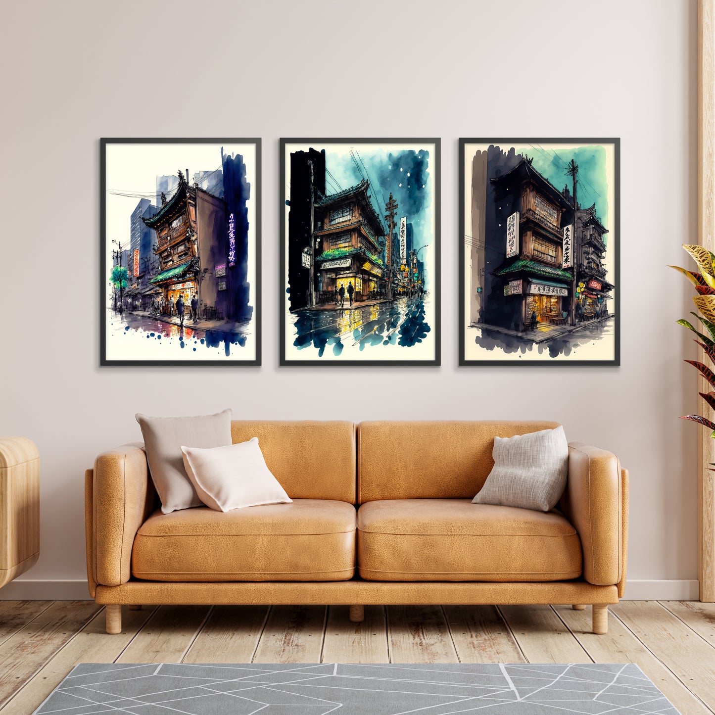 Aquarel Japanse Straatleven Collectie