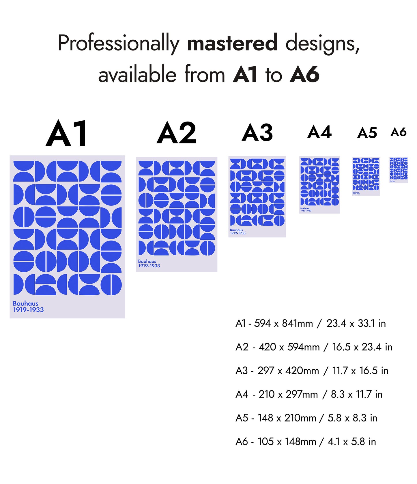 Semi-Circles Blue on White