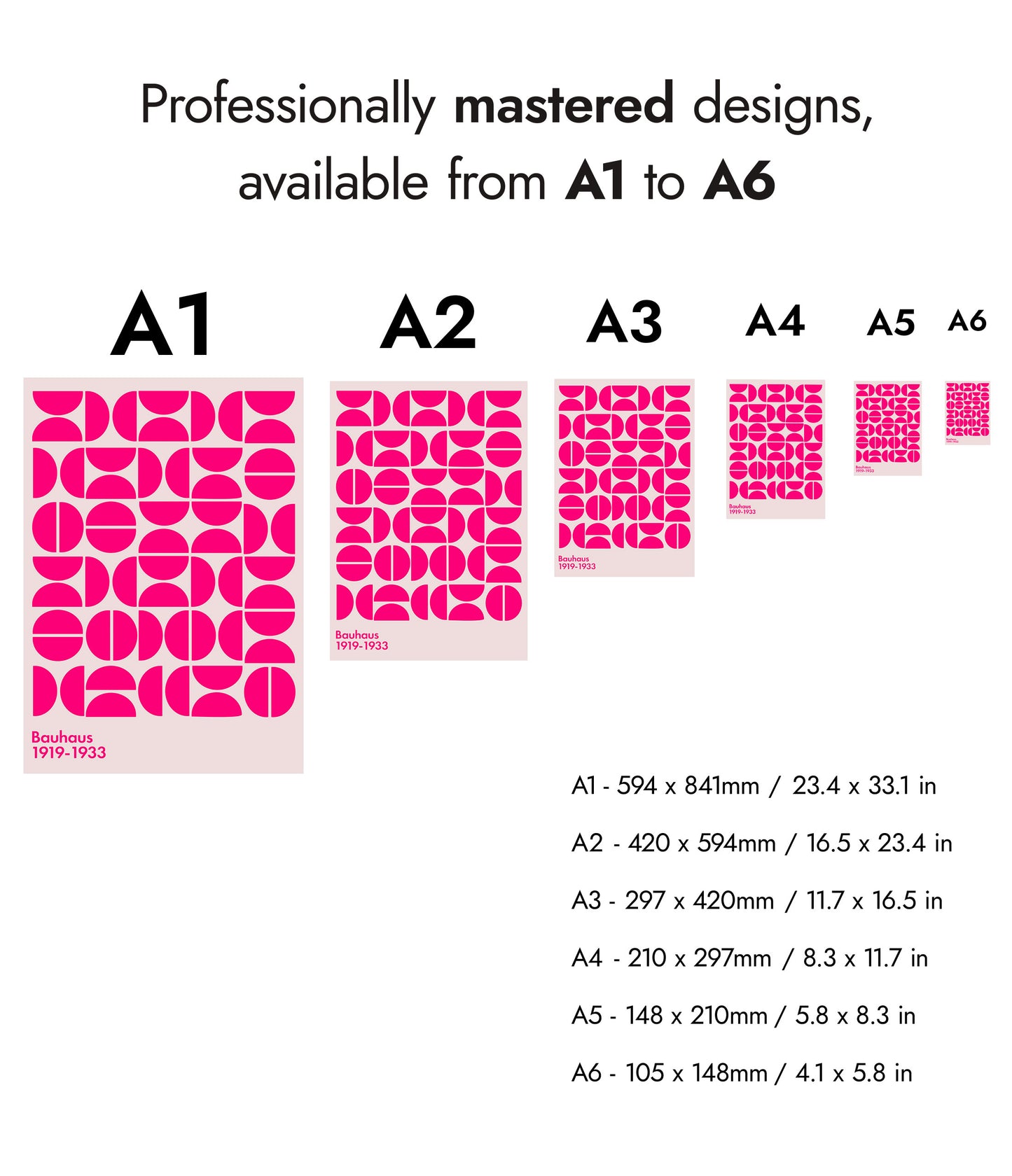 Semi-Circles Pink on White