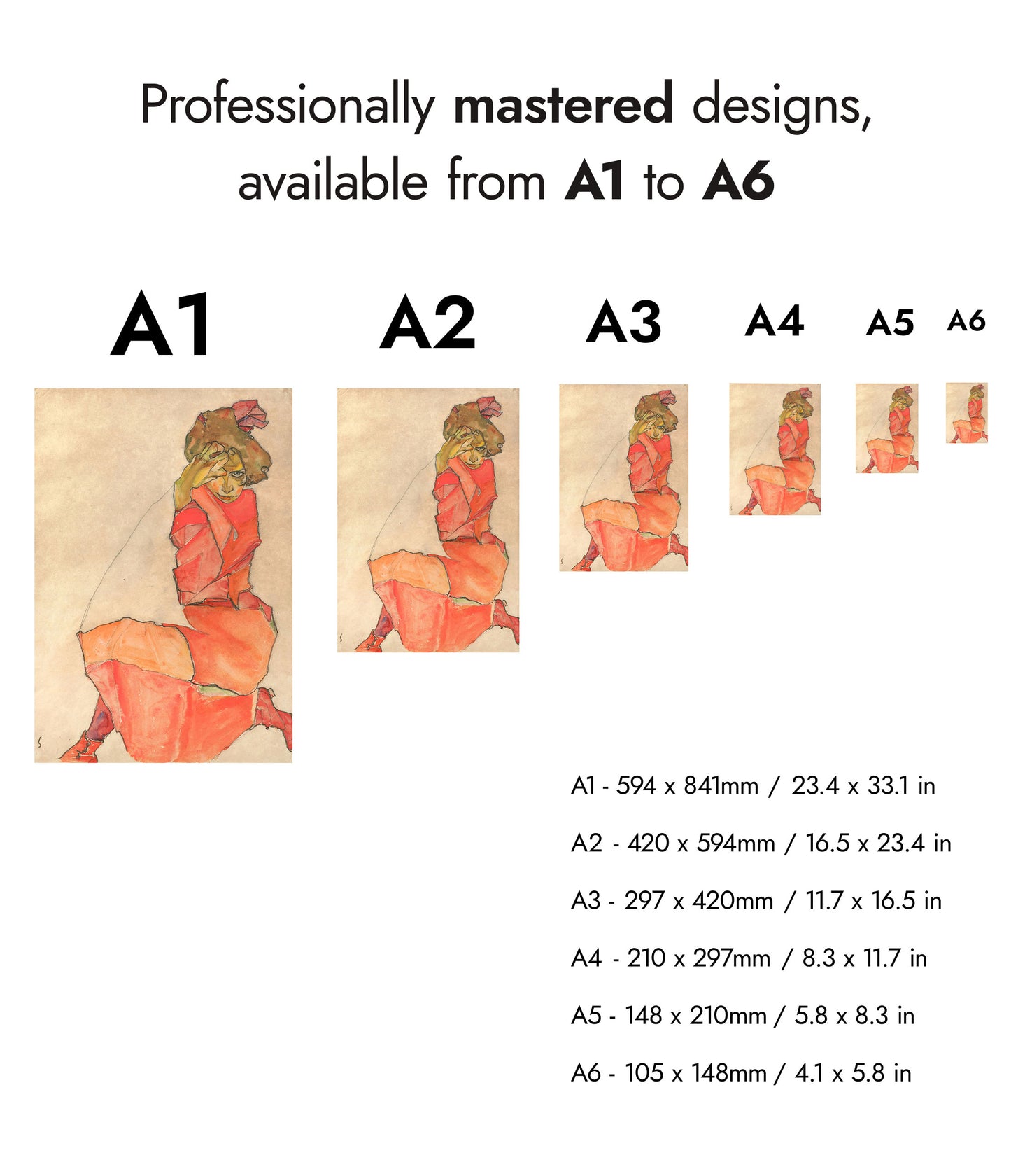 Kneeling Female in Orange-Red Dress