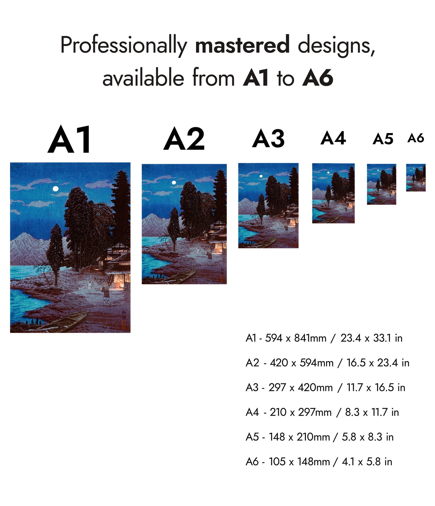 Moon Woodblock Lake Chūzenji