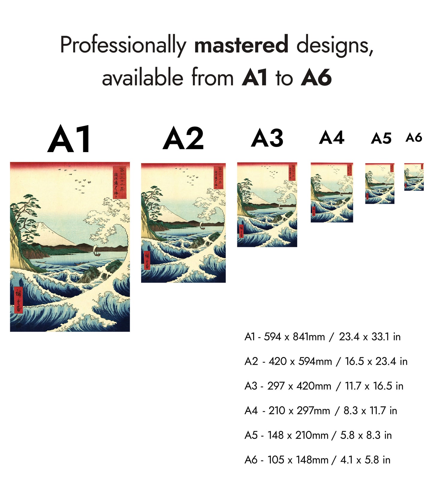 Woodblock Waves - Set of 3