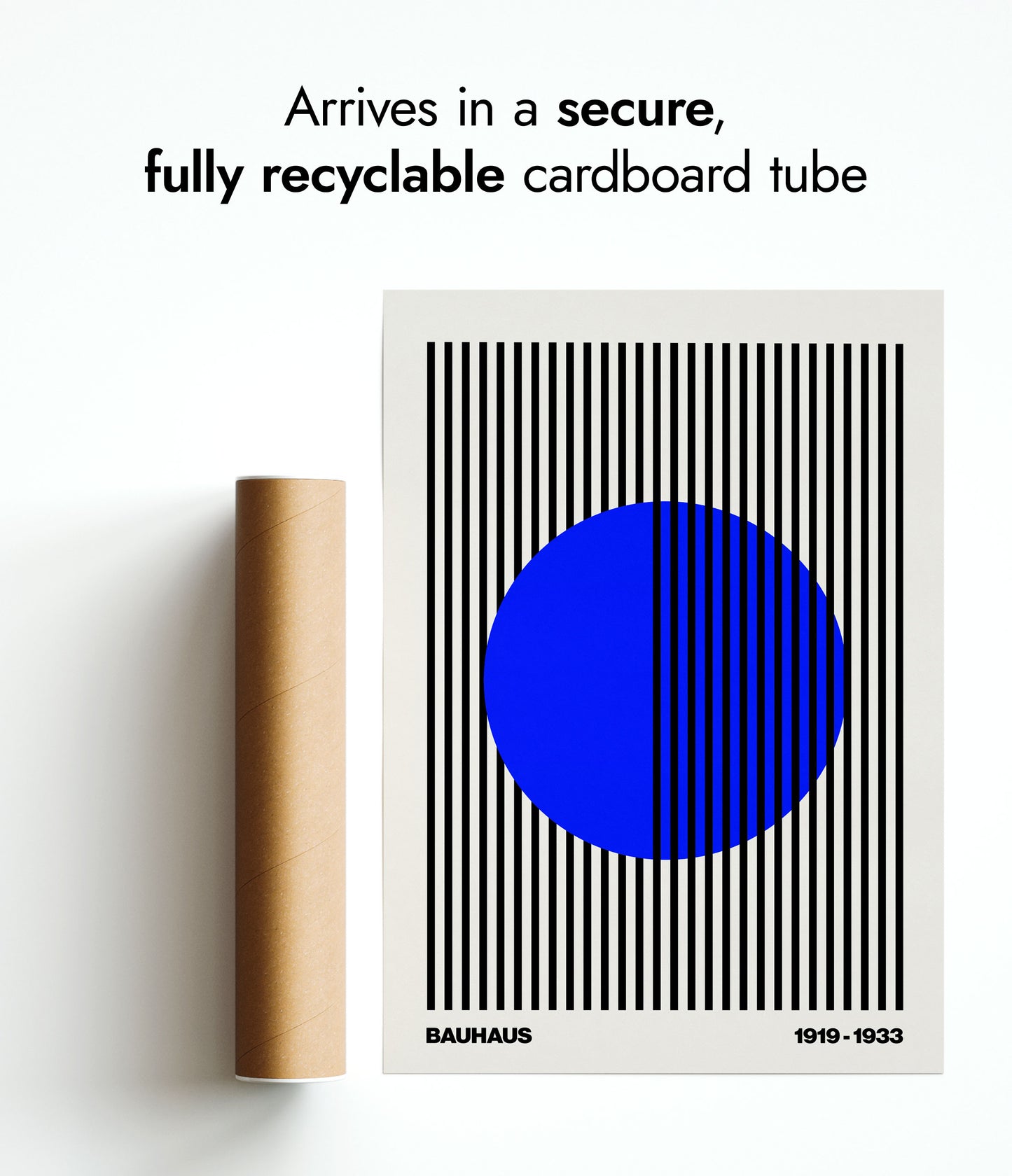 Cercle + Rayures, Bleu sur Blanc