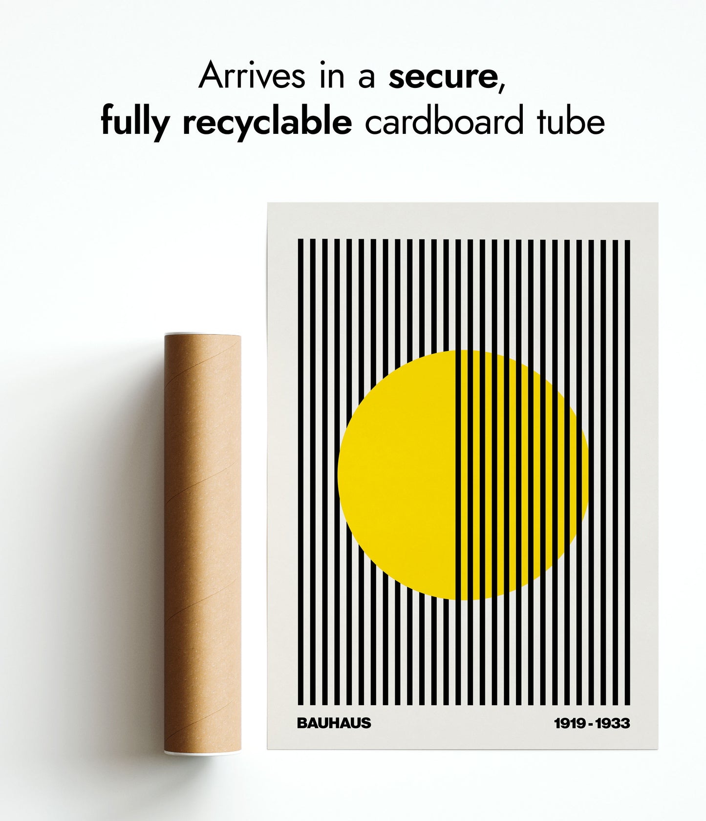 Circle + Stripes, Yellow on White