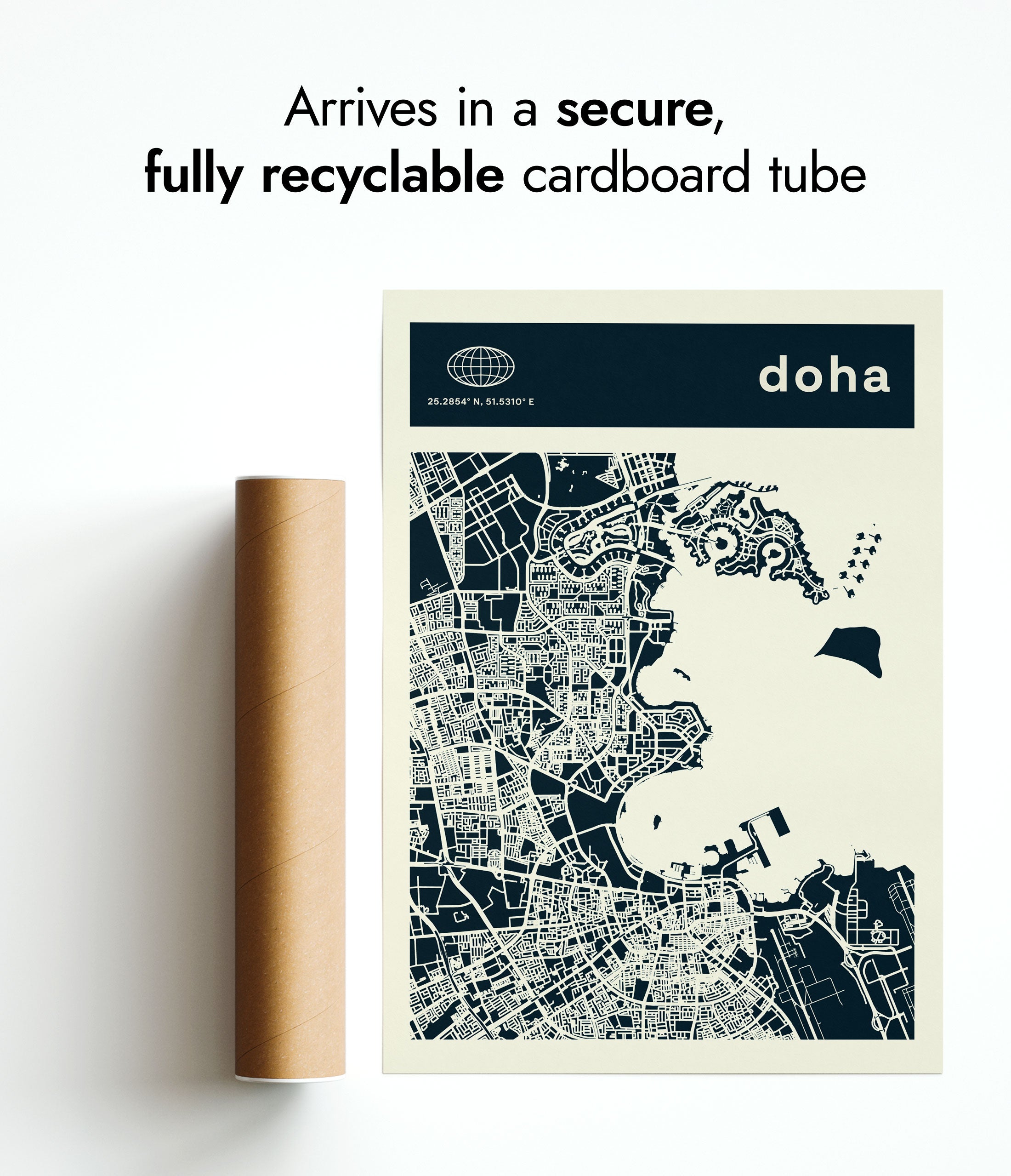 Doha - City Map | Travel | Framed Prints & Posters – Animato