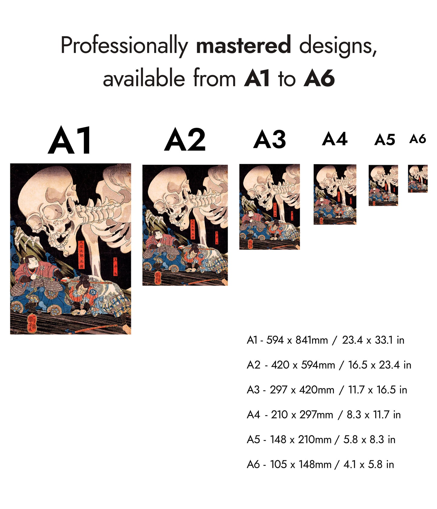 Samurai Woodblock Ukiyo-e - Set of 3