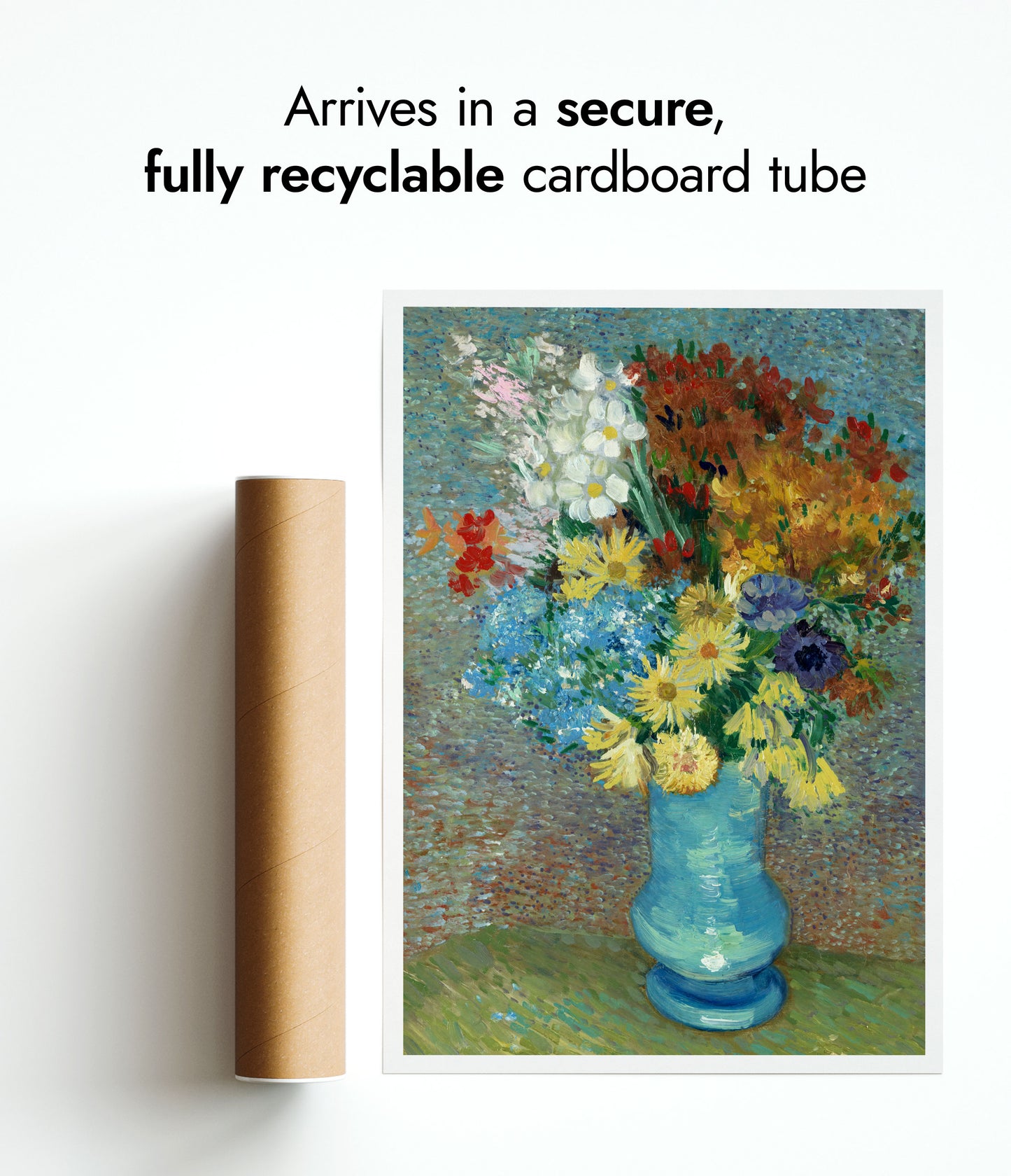 Fleurs dans un vase bleu